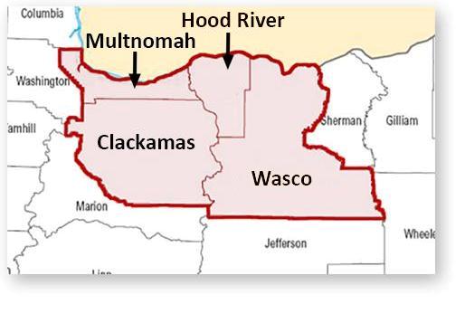 map of four counties 